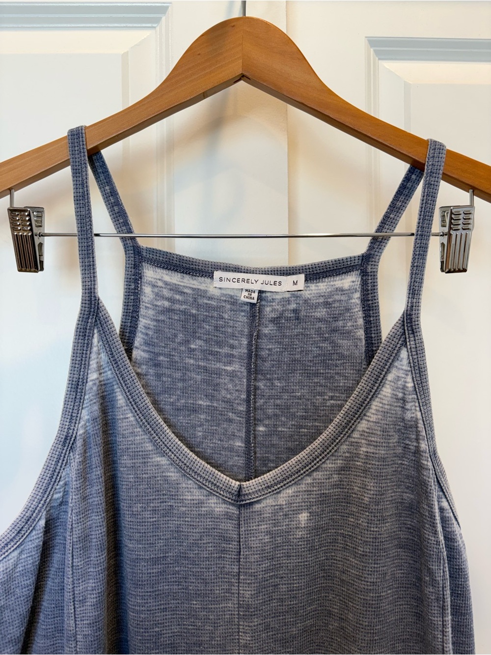 Sincerely Jules Washed Blue Ribbed Jumpsuit with Pockets